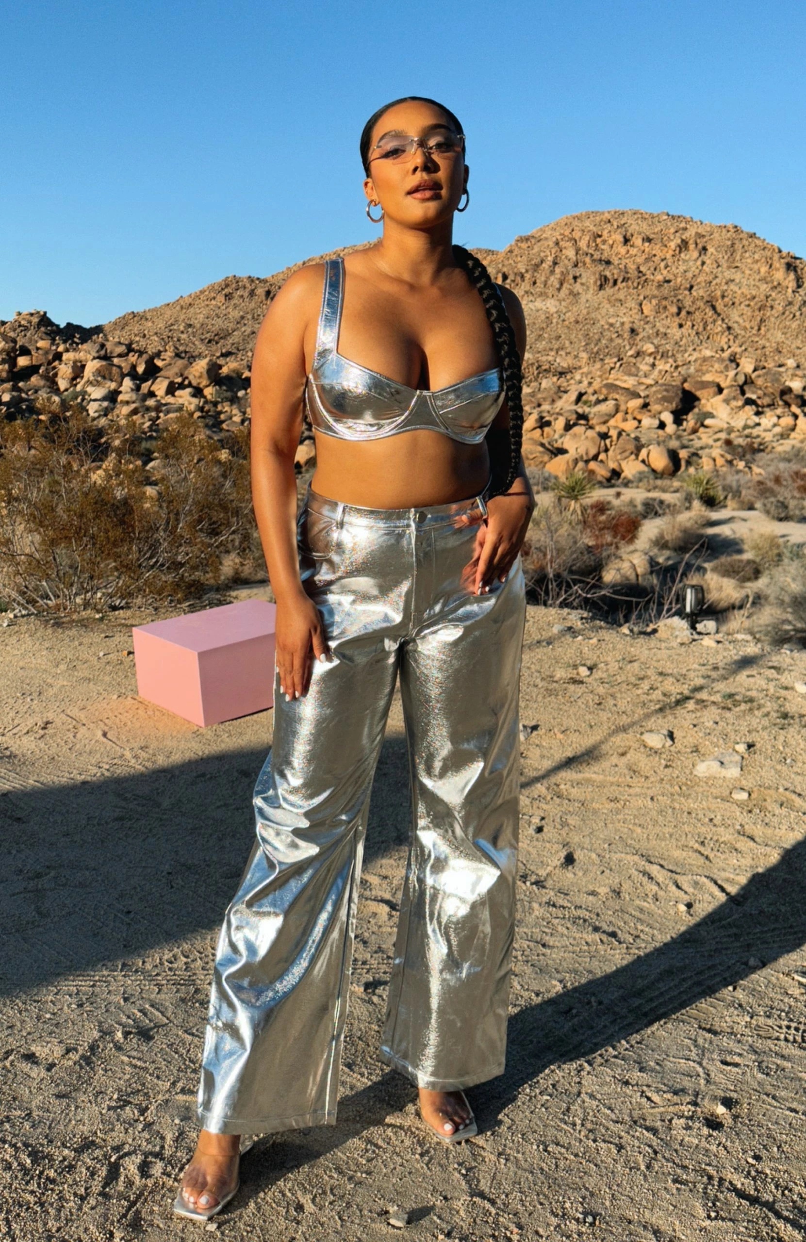 Push The Button Metallic PU Pants Silver 6 Push The Button Metallic PU Pants Silver - Image 6