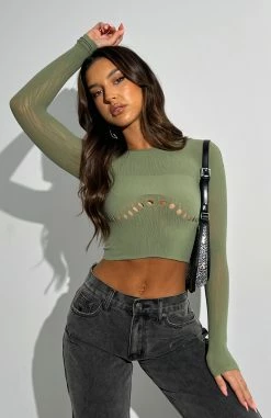 Not In My Plans Long Sleeve Top Khaki