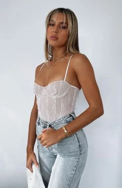 Keep Wishing Mesh Bodysuit White