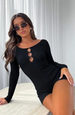 Lookin' Good Long Sleeve Playsuit Black