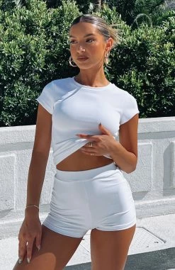 Minding My Business Ribbed Booty Shorts White -Outlet The Lounge Vibe Store IMG 2854