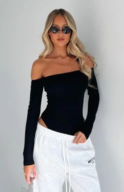 Lose My Mind Long Sleeve Bodysuit Black -Outlet The Lounge Vibe Store IMG 3103