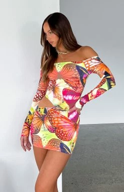 City Girl Long Sleeve Mini Dress Sunset Monarch