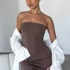 Like We Used To Strapless Mini Dress Mocha
