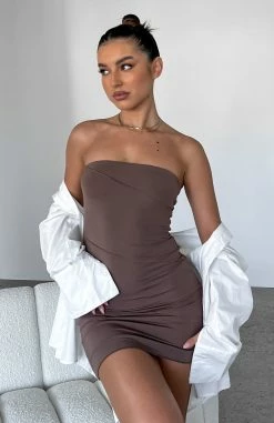 Like We Used To Strapless Mini Dress Mocha