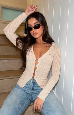 Changes Long Sleeve Knit Top Oatmeal