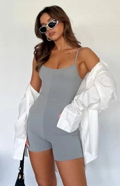 Clearly Into You Ribbed Playsuit Grey 19 Clearly Into You Ribbed Playsuit Grey -Outlet The Lounge Vibe Store IMG 5249
