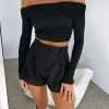Not Alone Long Sleeve Crop Black