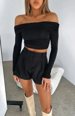 Not Alone Long Sleeve Crop Black