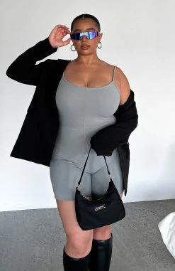 Clearly Into You Ribbed Playsuit Grey 21 Clearly Into You Ribbed Playsuit Grey -Outlet The Lounge Vibe Store IMG 6257