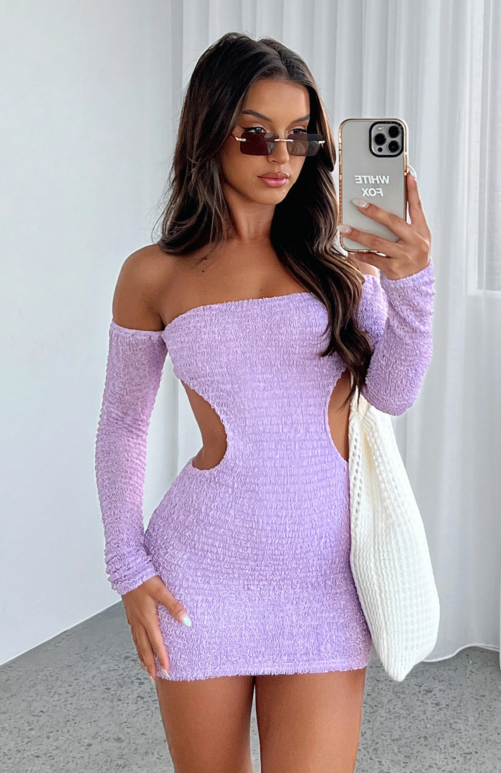 Summer's Over Long Sleeve Mini Dress Lilac 6 Summer's Over Long Sleeve Mini Dress Lilac - Image 6