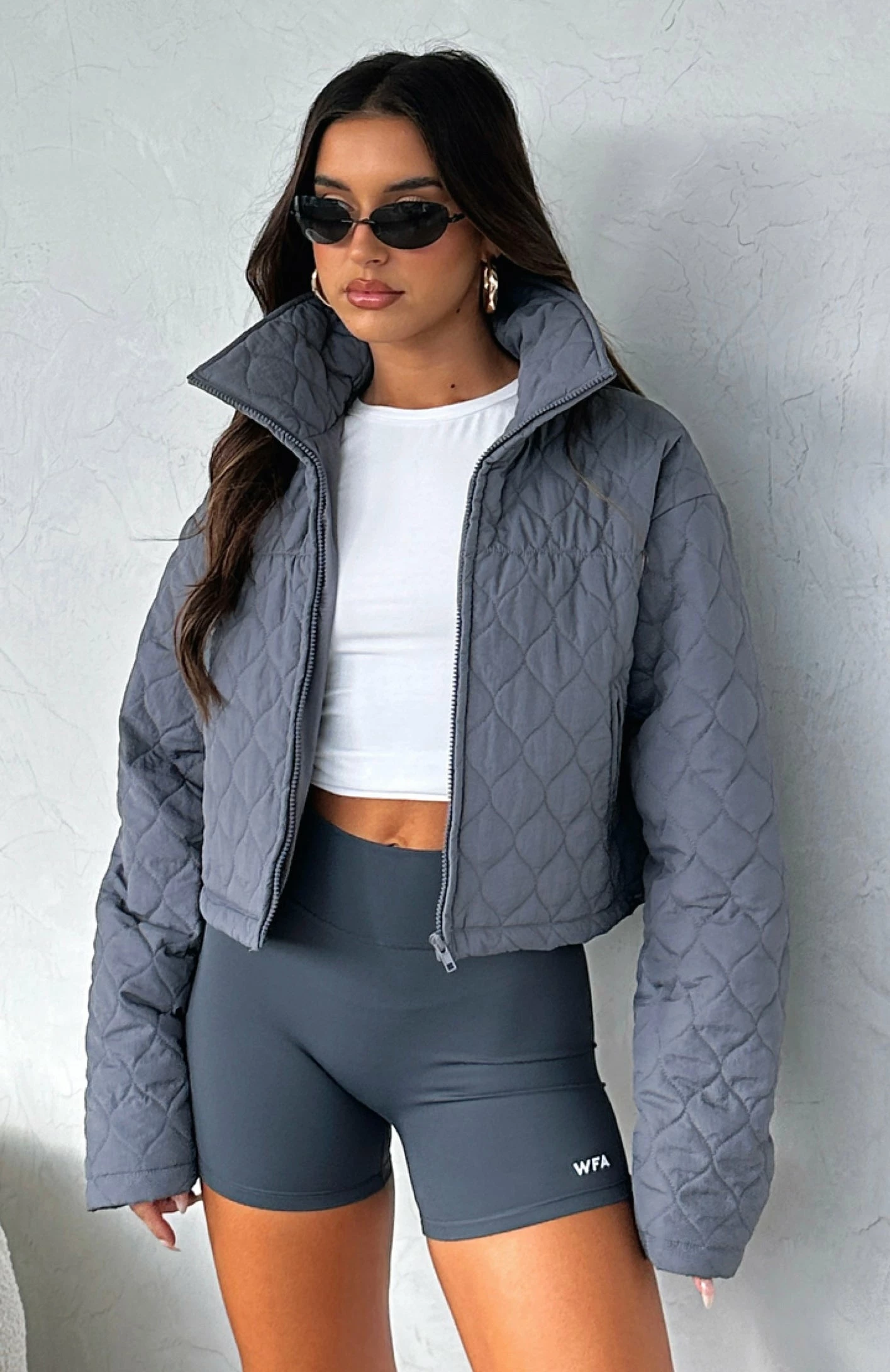 Too Distant Cropped Puffer Jacket Charcoal 1 Too Distant Cropped Puffer Jacket Charcoal