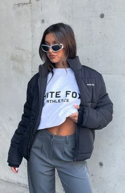 Not Giving In Puffer Jacket Black