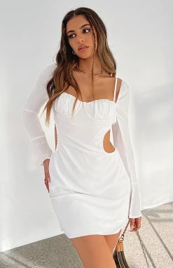 Please Hold Long Sleeve Mini Dress White 13 Please Hold Long Sleeve Mini Dress White -Outlet The Lounge Vibe Store IMG 6920copy