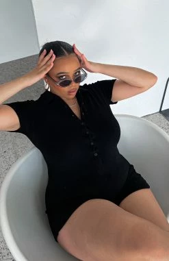 Golden Light Terry Playsuit Black -Outlet The Lounge Vibe Store IMG 87322