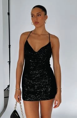 Lost In You Sequin Mini Dress Black