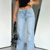 In Heaven Mid Rise Straight Leg Jeans Light Blue Wash