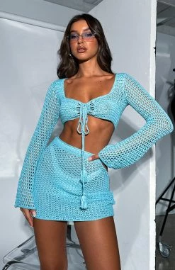 Give Me Something Crochet Mini Skirt Blue -Outlet The Lounge Vibe Store I WAS HERE CROCHET TOP GIVE ME SOMETHING CROCHET SKIRT 230214 09 9f6475ea 04cf 49b8 9a51 a311c6fbbf84