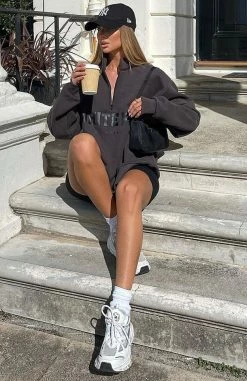 High Standard Zip Front Sweater Shadow -Outlet The Lounge Vibe Store Jess4