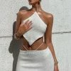 Friendzone Crochet Mini Skirt Off White
