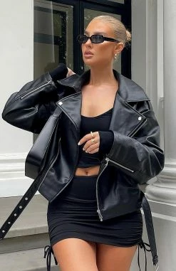 Seal The Deal PU Biker Jacket Black -Outlet The Lounge Vibe Store Jesscopy