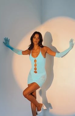 Link Up Mini Dress Cyan Blue -Outlet The Lounge Vibe Store LINK UP MINI DRESS 16022002 08