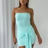 Love Me More Strapless Mini Dress Aqua