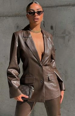 Take The Lead Blazer Chocolate -Outlet The Lounge Vibe Store Lola2