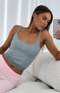 Make It A Date Ribbed Top Grey Marle