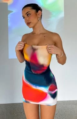 Mind Games Strapless Mini Dress Flame Aura