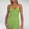 More Than I Should Crochet Mini Dress Matcha