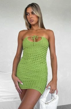 More Than I Should Crochet Mini Dress Matcha