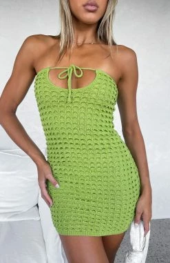 More Than I Should Crochet Mini Dress Matcha -Outlet The Lounge Vibe Store MORE THAN I SHOULD DRESS 17.01.23 005