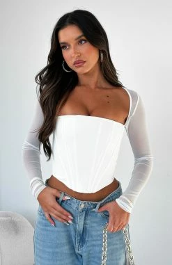 Notice Me Long Sleeve Bustier White -Outlet The Lounge Vibe Store NOTICE ME BUSTIER 02.05.23 01