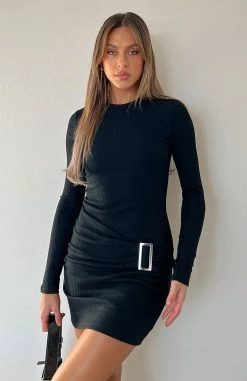 No Option Long Sleeve Mini Dress Black -Outlet The Lounge Vibe Store NO OPTION LS DRESS 20.06.23 04