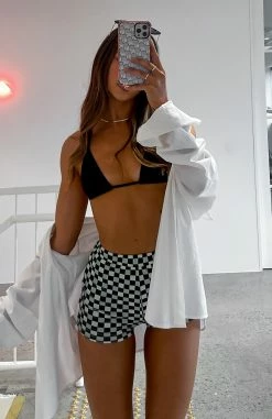 Tulum Vacay Mini Shorts Green Check