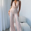 Penthouse View Sequin Jumpsuit Champagne