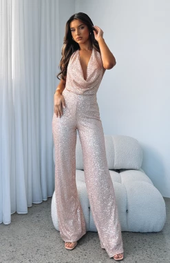 Penthouse View Sequin Jumpsuit Champagne -Outlet The Lounge Vibe Store PENTHOUSE VIEW SEQUIN JUMPSUIT 20 06 23 02