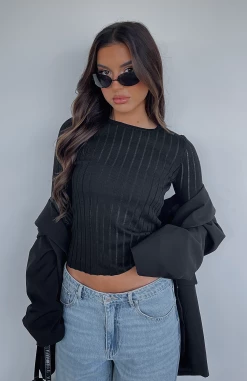 Picture Perfect Long Sleeve Top Black -Outlet The Lounge Vibe Store PICTURE PERFECT LS TOP 30.05.23 03