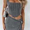 Present Yourself Denim Bustier Black Wash