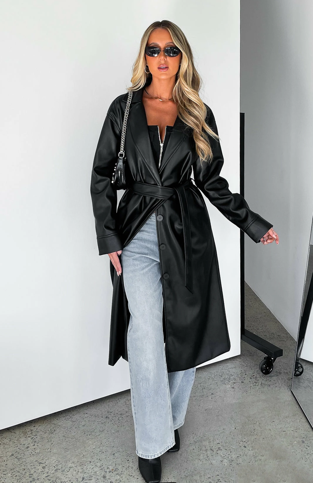 Rainy Day PU Trench Coat Black 9 Rainy Day PU Trench Coat Black - Image 9
