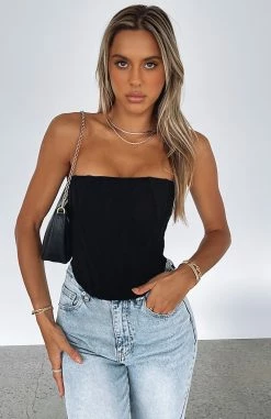 Sharp Edges Bustier Black -Outlet The Lounge Vibe Store SHARP EDGES BUSTIER CROP BLACK 110121 01
