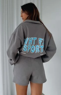 Sport Series Zip Front Sweater Charcoal