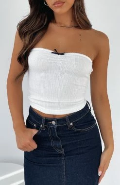 What Do You See Strapless Top White