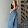 Call You Mine Mid Rise Wide Leg Jeans Brown Blue