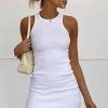 Star Power Ribbed Mini Dress White