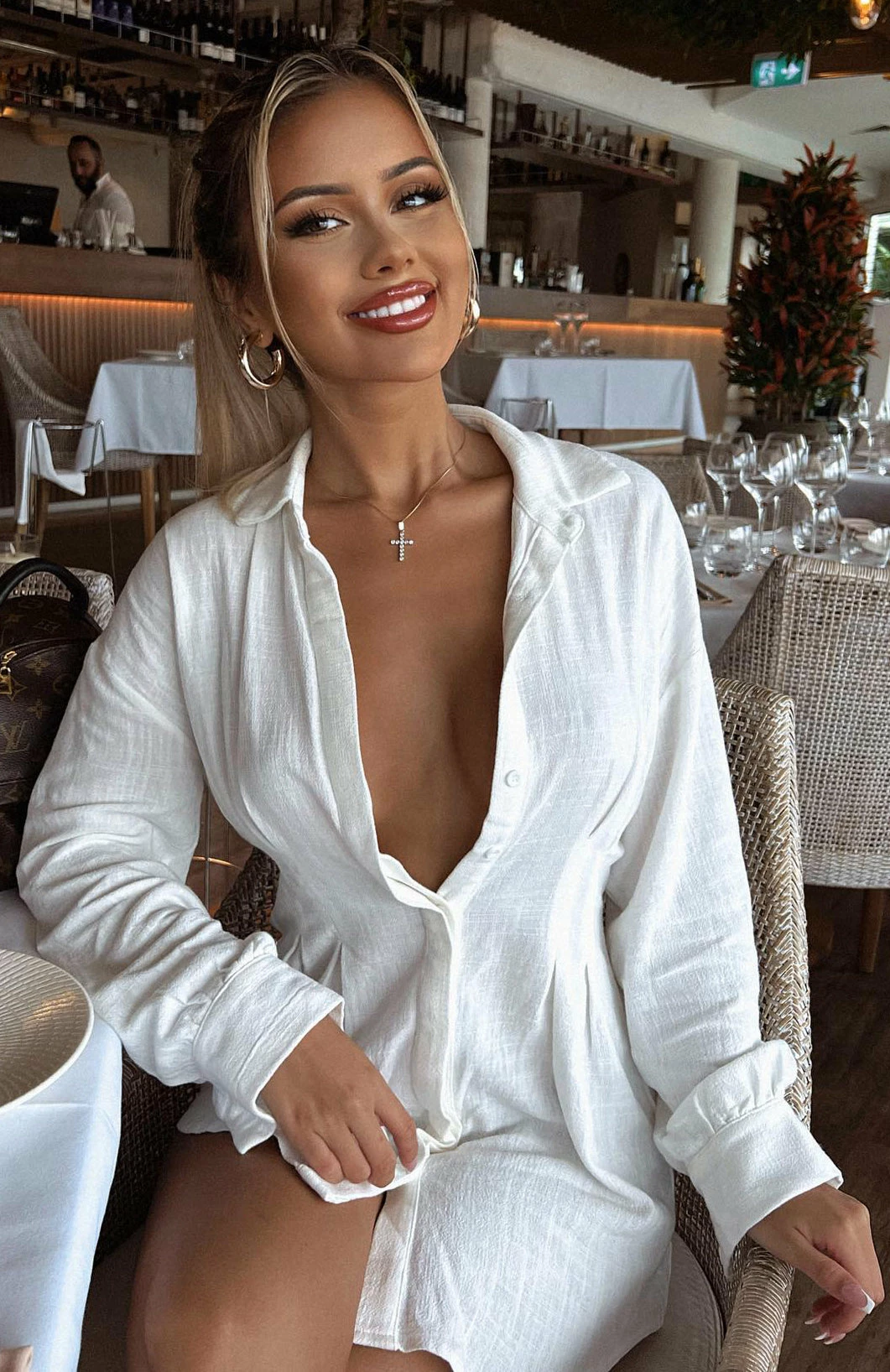 Feels Like A Holiday Shirt Dress White 1 Feels Like A Holiday Shirt Dress White