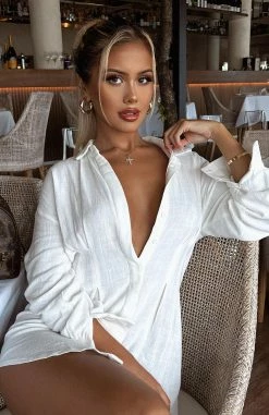 Feels Like A Holiday Shirt Dress White 14 Feels Like A Holiday Shirt Dress White -Outlet The Lounge Vibe Store trsha2